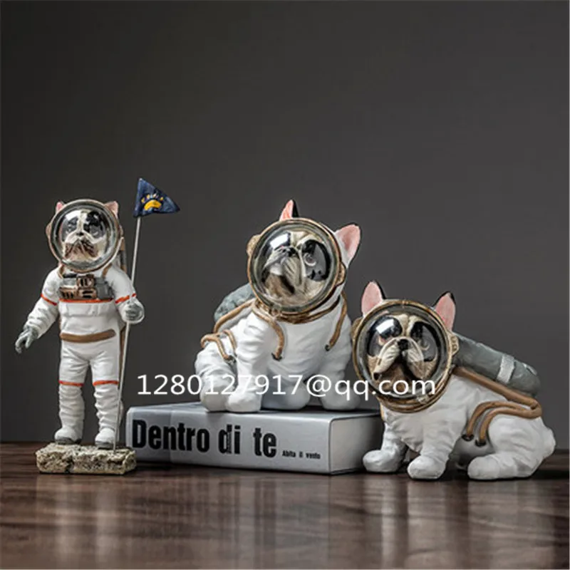 Имитация животного Симпатичный щенок статуя французского бульдога космическая