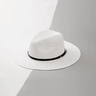 PLOERMIN летняя шляпа женская соломенная шляпа Панама Fedora пляжные каникулы широкий козырек повседневные Летние солнцезащитные шапки для женщин Sombrero - Цвет: white