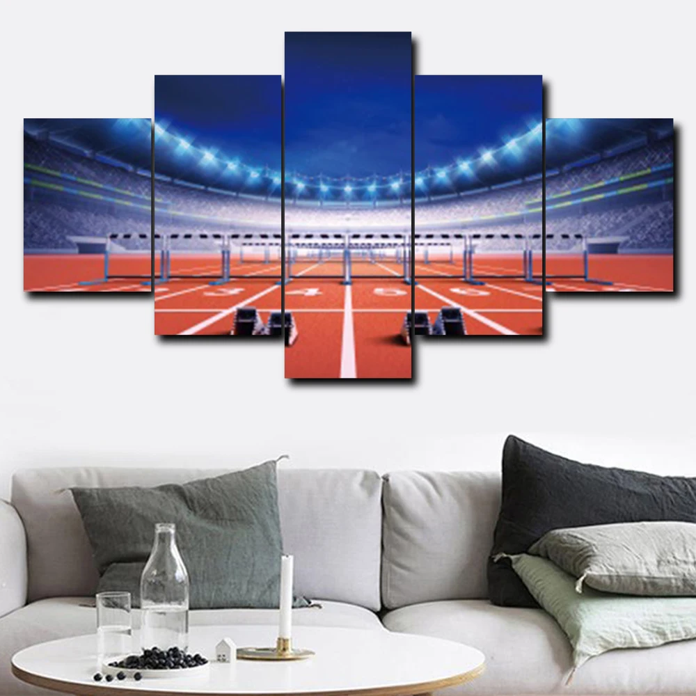 Абстрактный 5 панельный постер настенная живопись стадион подиумный холст