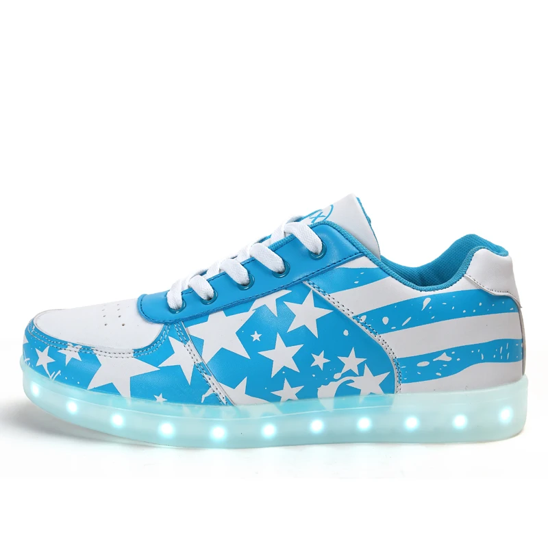 Deep blue Girls Led Luminous Glowing Children Breathable Sneakers Usb Charge Kids Colorful Flashing Lights Flat Shoes Eur 35-45 | Детская