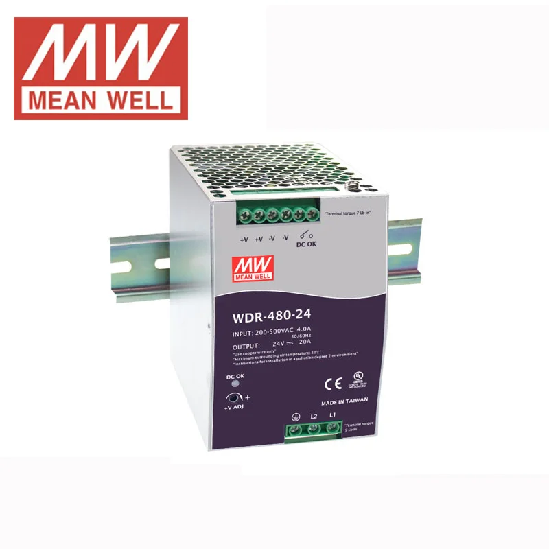 Фото Оригинальный MEAN WELL WDR-480-48 SMPS PFC Функция 480 Вт 10A 48 В Промышленный источник питания Оригинальный MEAN WELL WDR-480-48 SMPS PFC Функция 480 Вт 10A 48 В Промышленный источник питания