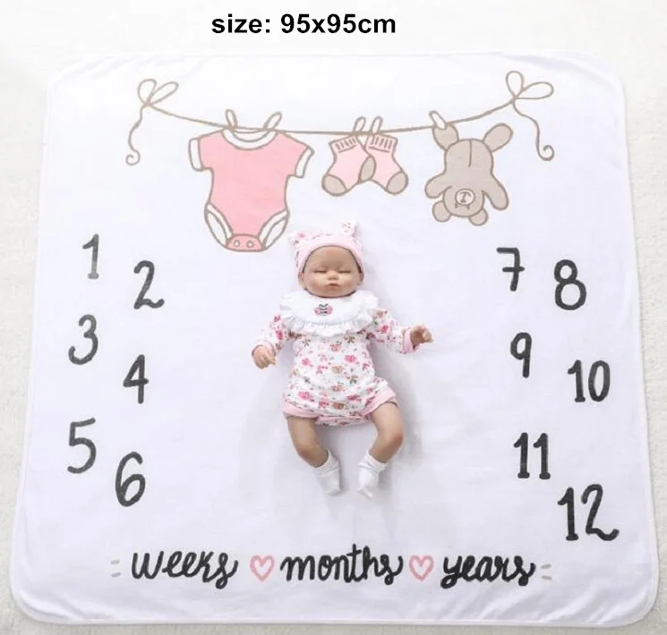 cloth-95x95cm Милый младенец веха фото реквизит одеяла для заднего фона игровые коврики фон ткань ребенок получение одеяло календарь фото аксессуары - Цвет: cloth-95x95cm