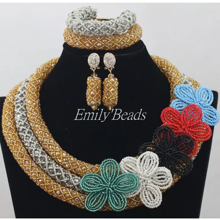 Светильник-голубой нигерийский Кристалл бусы ожерелье браслет серьги ювелирный