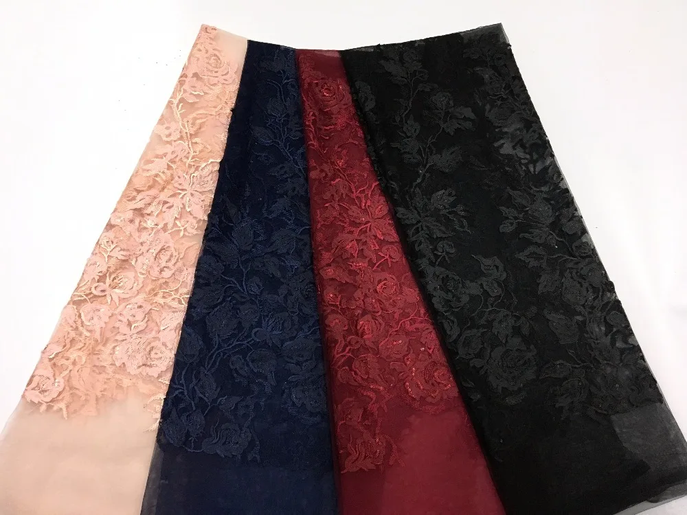 

free shipping 3D glitter fabric/3D flower with sequins/paillette fabric 5yards/lot for aso ebi/bridal dress/ladies garment