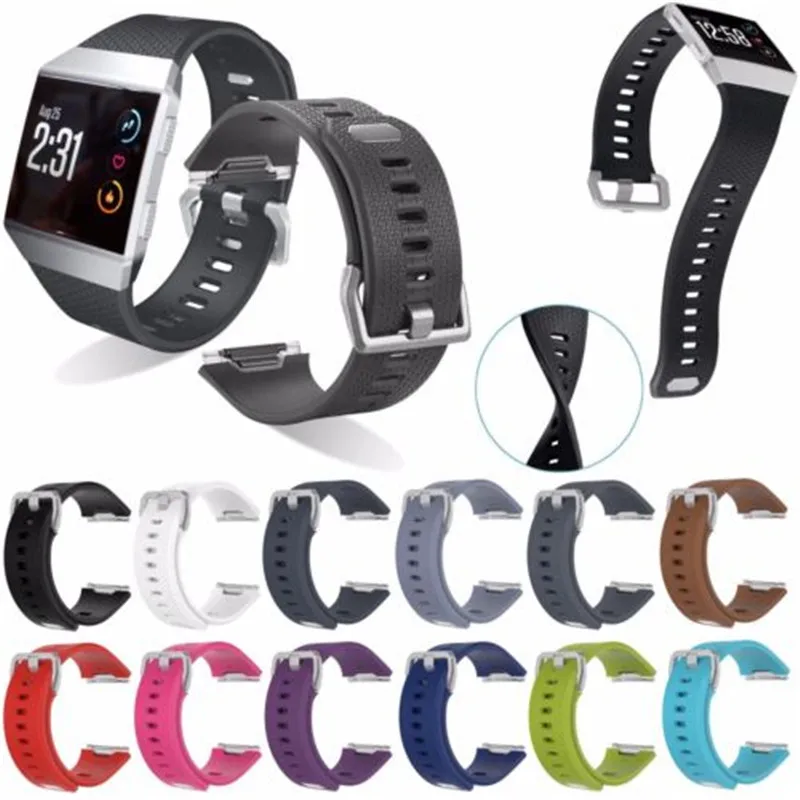 Мягкий спортивный сменный силиконовый ремень для Fitbit ionic умный браслет часы с металлической застежкой из нержавеющей стали