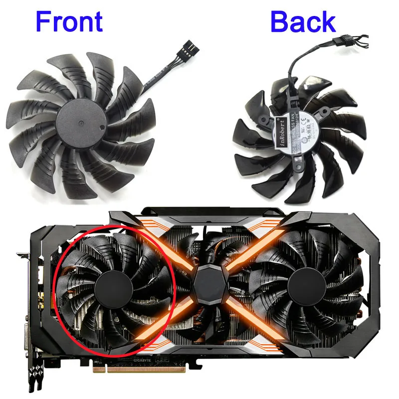 Left Fan T129215BU PLD10015B12H 95 мм DC 12 В GTX1080 Ti кулер вентилятор для GIGAYTE AORUS GeForce GTX 1080 Ti Xtreme Edition 11G видеокарта - Цвет лезвия: Left Fan