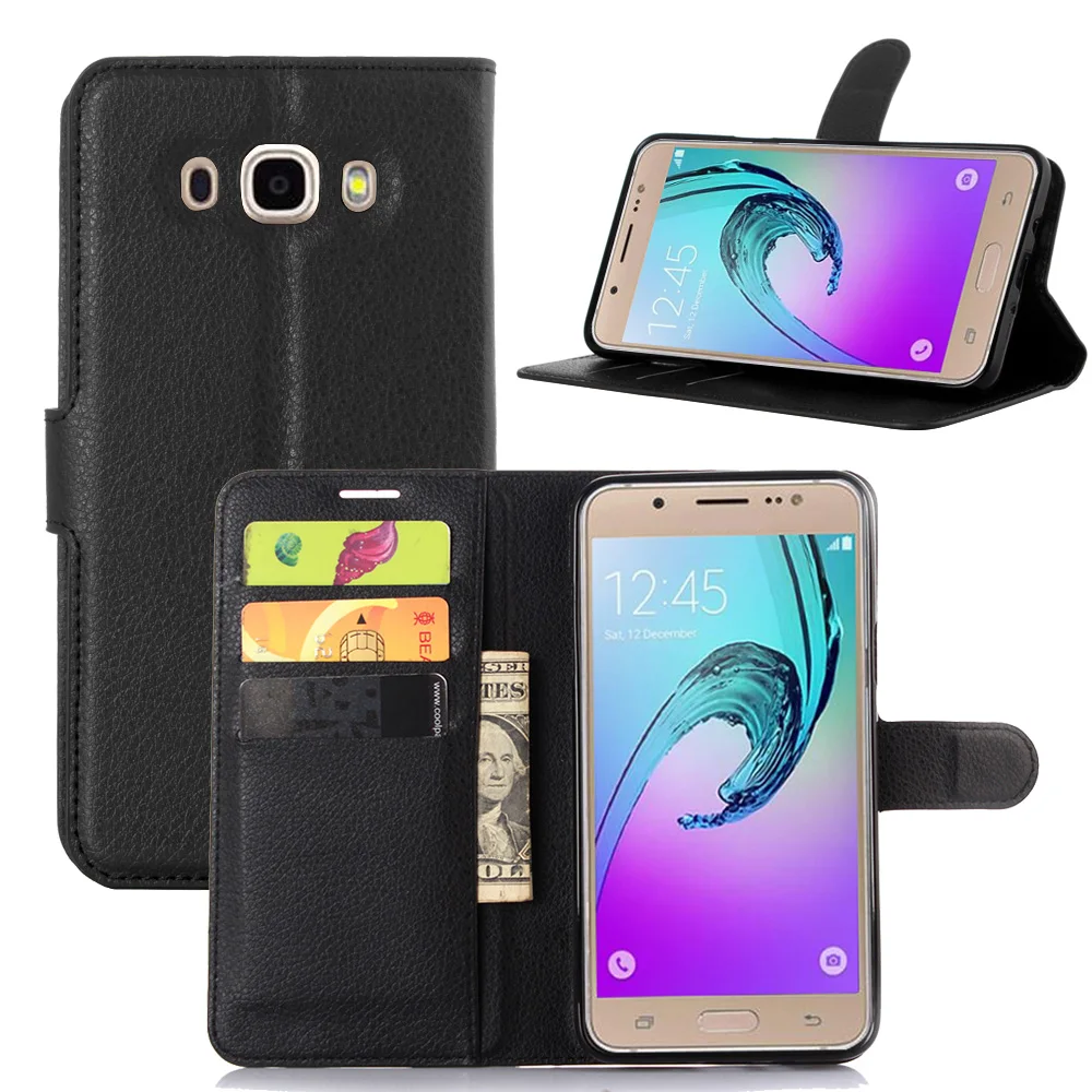 Стильный кожаный чехол-книжка с текстурой личи для Samsung Galaxy J7 2016 j710 J710F J710M