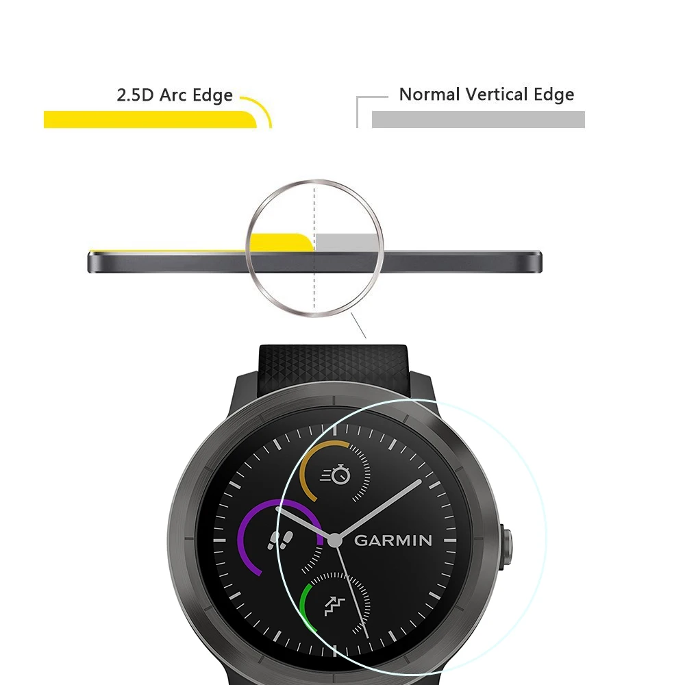 Защитная пленка из закаленного стекла HD для часов Garmin Vivoactive 3 2.5D 9H с защитой от