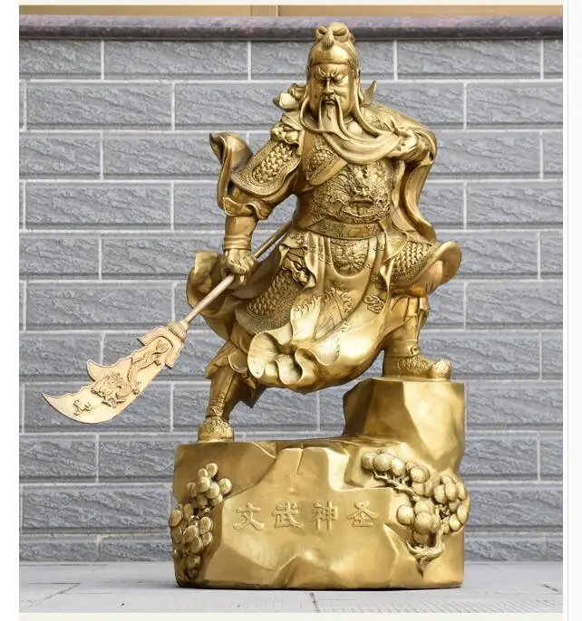 73CM large Huge-HOME SHOP hall lobby efficacious Talisman Money Drawing god of wealth GOLD Guan gong Guandi brass art sculpture | Дом и сад