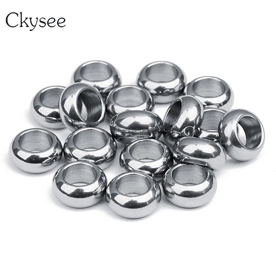 Круглые бусины из нержавеющей стали Ckysee 20 шт./лот с большим отверстием 3 5 4 6 мм |