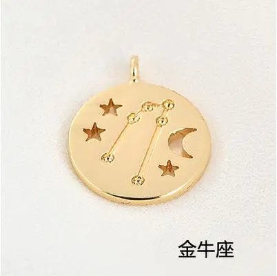 Taurus 12 созвездий круглой формы 20 шт./лот медные Подвески diy ювелирные изделия серьги/Ожерелье Подвески Аксессуары - Окраска металла: Taurus