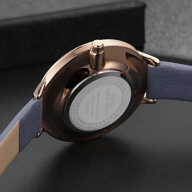

IBSO Women's Quartz Watch Fashion Rhinestone Original Design Wristwatch for Femme Wrist Watches with Leather Strap Dropshipping