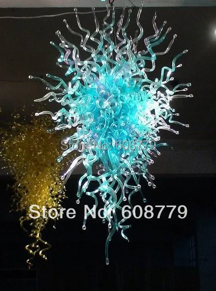 

Large Blown Glass Modern Crystal Chandelier Aqua Art Glass Chandelier for Hotel Lobby