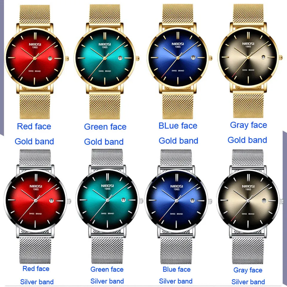 NIBOSI часы для женщин наручные из нержавеющей стали женские водонепроницаемые