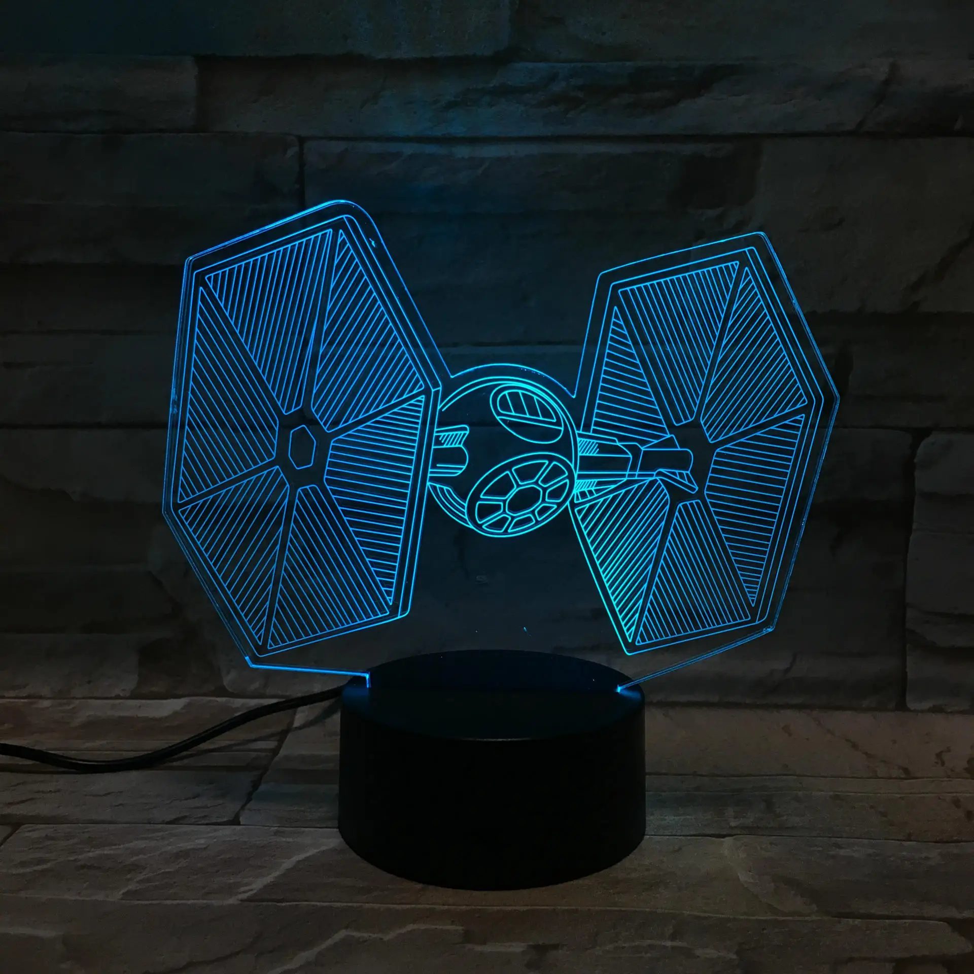 2019 Cool Fighter 3D Star Wars Tie LED Colorful Night Light Bedroom Halloween Decor 7 color changing touch table light | Лампы и