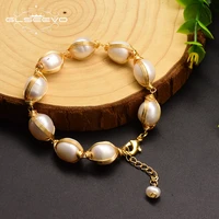 glseevo natural fresh water pearl charm bangles for women adjustable bracelets pulseras handmade fine luxury jewellery gb0104