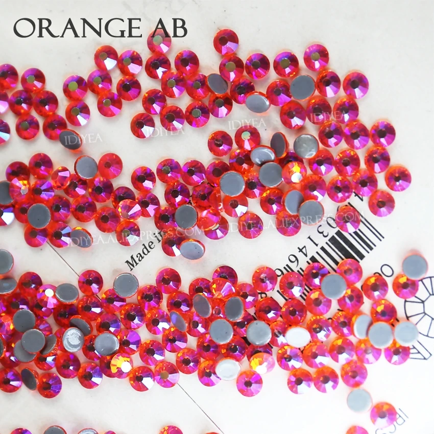 Оранжевые стразы AB с плоской задней стороной горячей фиксации кристалл страз