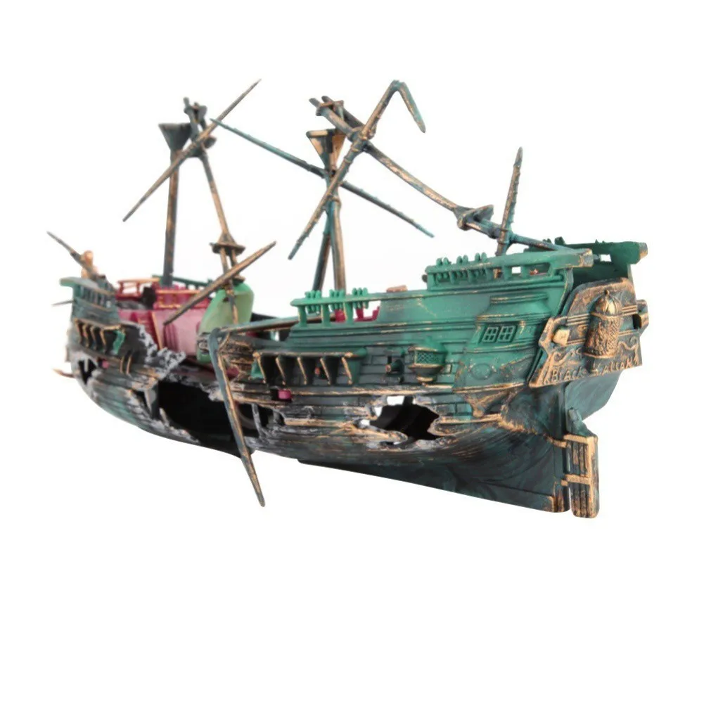 Plactic Fish Tank Decor Aquarium Ship Boat Air Split Shipwreck Wreck Sunk | Дом и сад