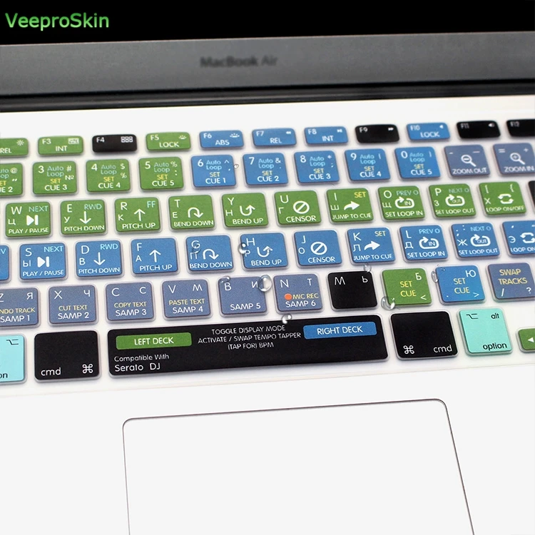 Русский Serato DJ для MacBook Air Pro retina 1" 15" EU/US Защита клавиатуры функциональные горячие клавиши силиконовая клавиатура