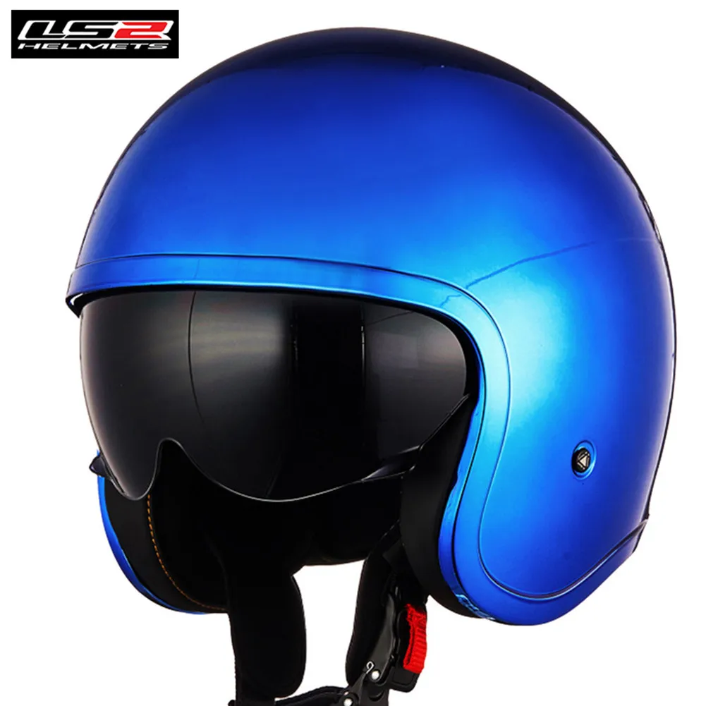 LS2 Spitfire OF599 реактивный мотоциклетный шлем 3/4 Cruiser Touring скутер Casco Moto Casque cask Capacetes De Motociclista - Цвет: Blue Chrome