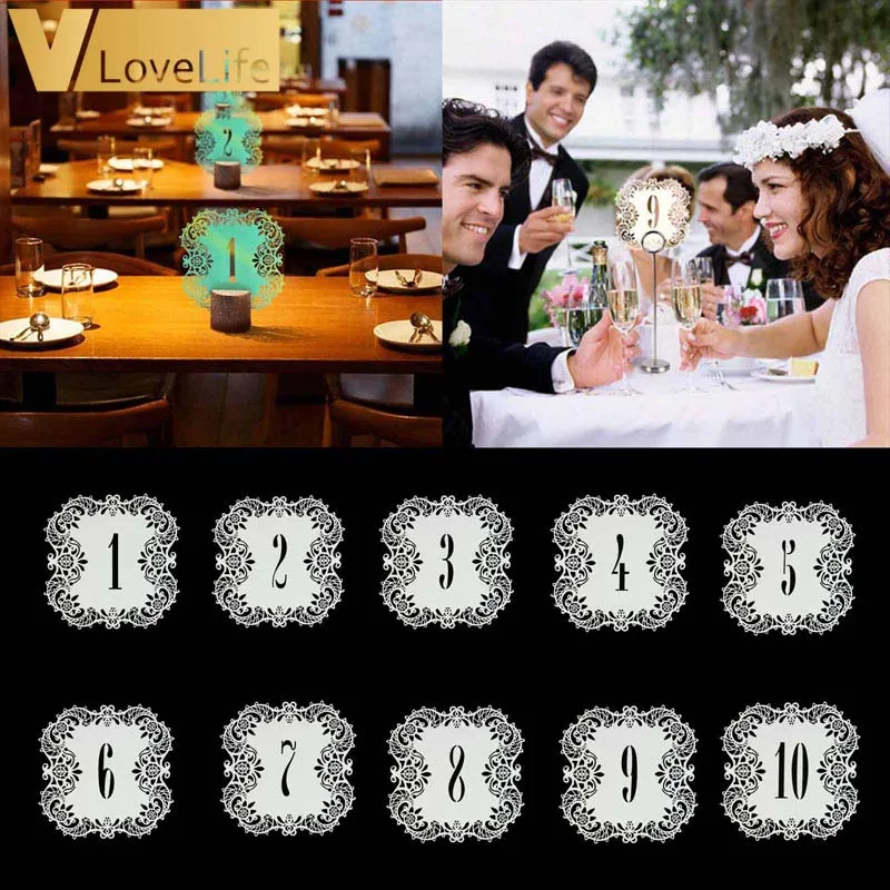 10 шт. кружевные настольные открытки цифры цвета слоновой кости|decoration vintage|decorative
