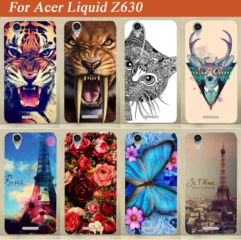 Чехол для Acer Z630 мягкий ТПУ чехол С Рисунком Тигра Льва совы розы Liquid Z 630