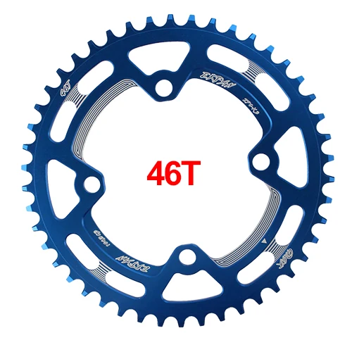 46T Round Blue EKFan 38 T/40 T/42 T/44 T/46 T/48 T/50 T/52 T круглая ведущая звездочка велосипеда 7075-T6 MTB велосипед круг Crankset Plate104BCD цепь - Цвет: 46T Round Blue