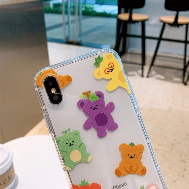 Чехол с мишками в Корейском стиле для iPhone 8 6 6s 7 plus xs max милый корейский чехол