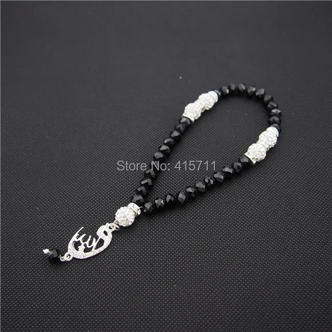 

L150113003 Black Crystal Rondelles Islamic Muslim Prayer Beads 33beads Allah Misbaha Sibha