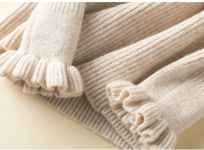 

Half Turtleneck Sweater Women's Autumn Solid Color Sleeve Slim Knit Long Sleeve Ruffle Sleeve A153