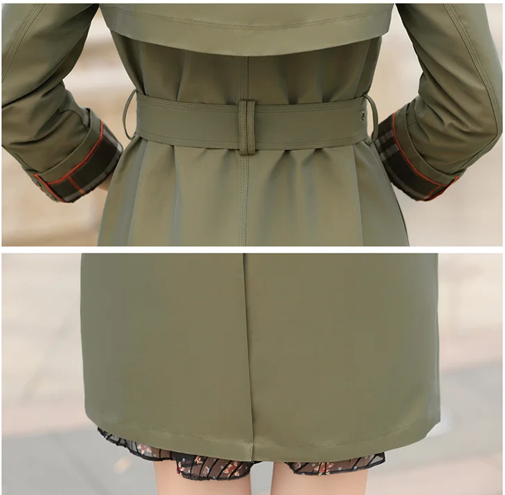 

2019 Spring New Women Soid Trench Coat Belt Double-Breasted High Quality Long Windbreaker Women'S Coat F147
