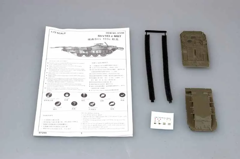 Труба 07298 1: 72 шведский S Танк Strv103C Сборная модель