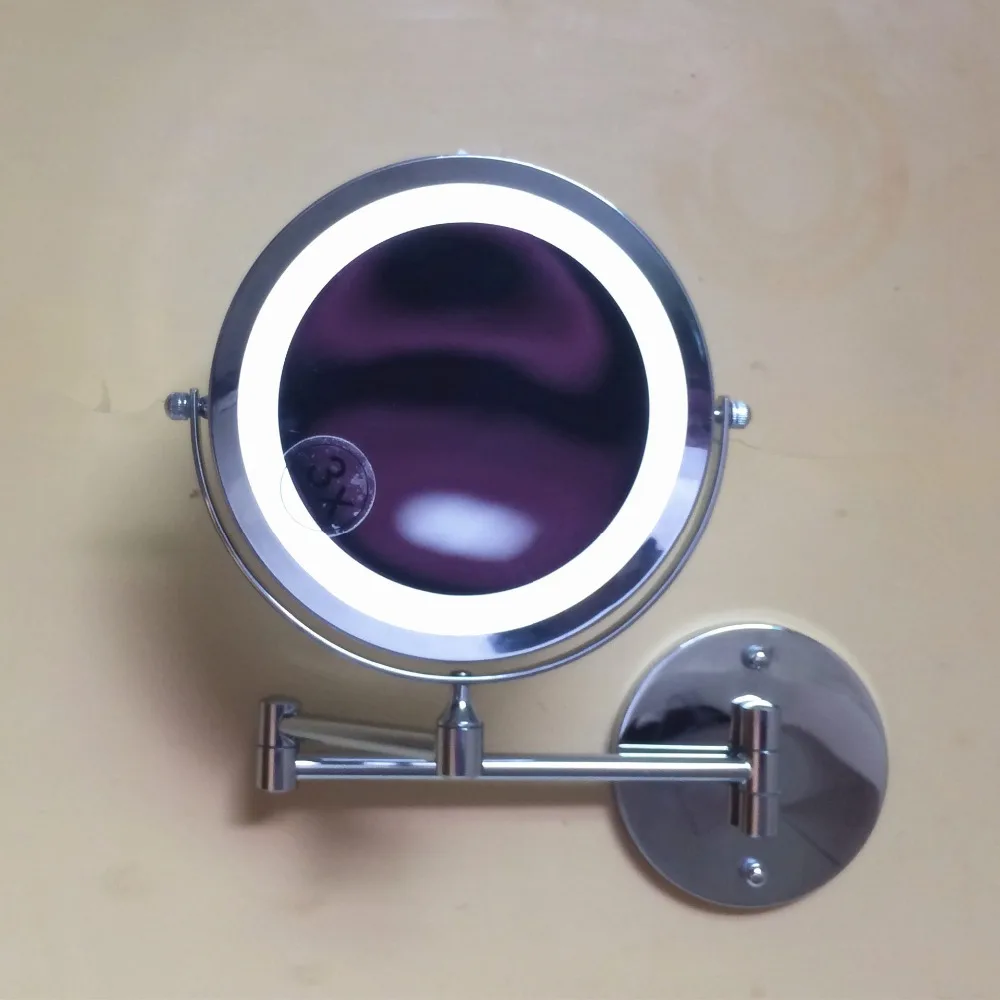 7 inch Bathroom wall hanging beauty LED cosmetic mirror folding double side bathroom 3X magnifying Cosmetology |