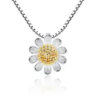 Женское ожерелье с подвеской в виде подсолнуха, покрытое серебром 30% пробы