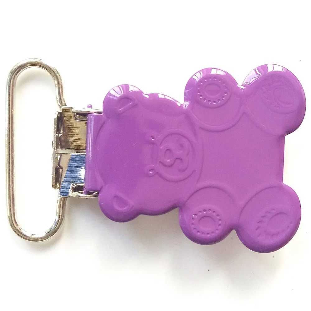 

100 шт./лот Лидер продаж Модный дешевый фиолетовый медвежонок в форме мини держатель для соски 25 мм