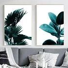 Настенная картина с изображением тропических растений зеленый, с большими листьями, скандинавские плакаты и принты, настенные картины для гостиной, спальни, Декор