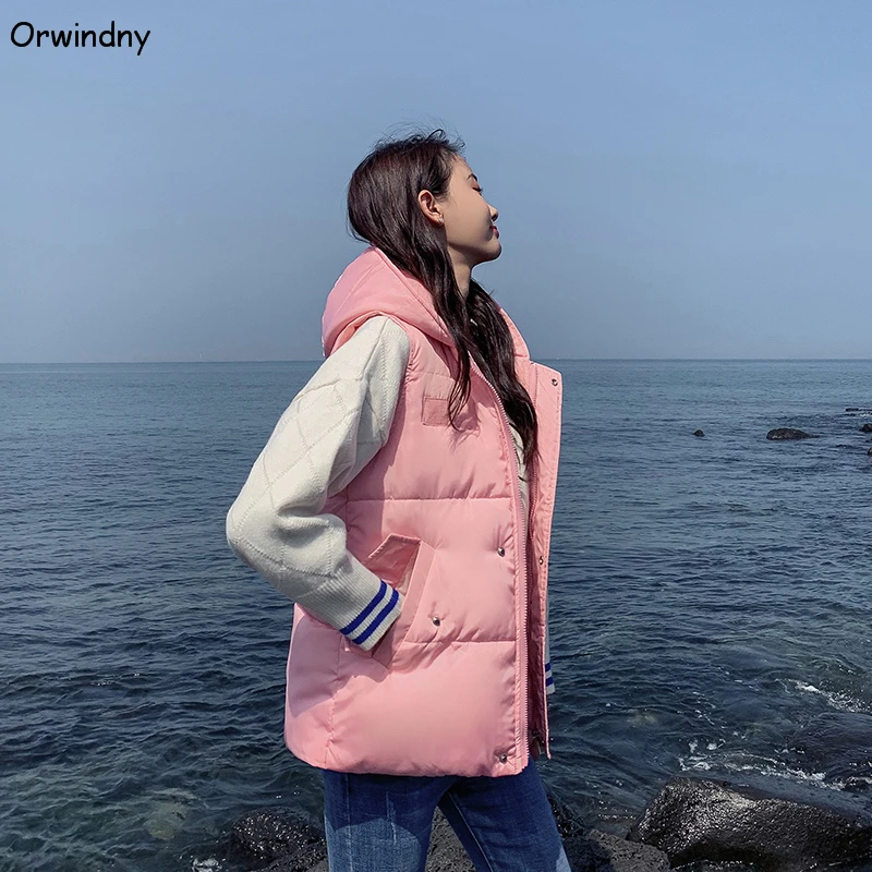 Orwindny Повседневный осенне-зимний женский жилет с капюшоном жилеты для женщин толстый теплый жилет верхняя одежда женские топы S-2XL