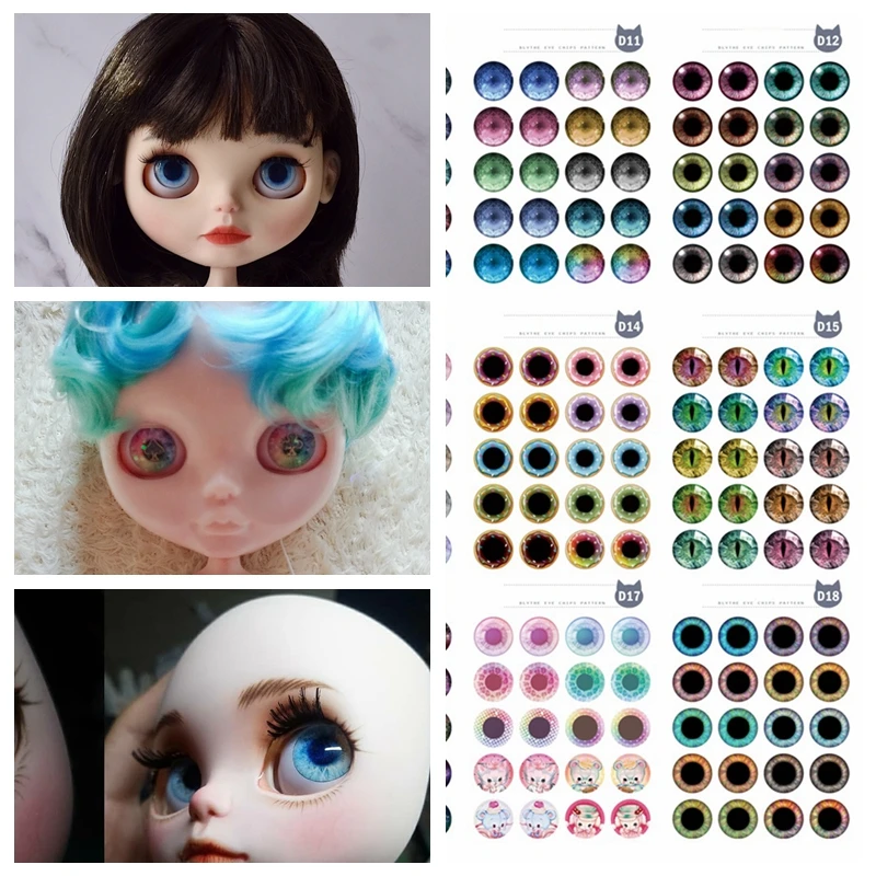 New Combination 5 Pairs Eye Chips Pupil + 10 chips paper Pattern Rainbow Shinning Color for 1:6 Dolls DIY Tools | Игрушки и хобби