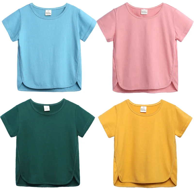 

New Girls Boys T-shirts Children Candy Colors Cotton Casual T-shirt Baby Summer Clothing Fashion T Shirt Kids Tops Tee 1-9Y