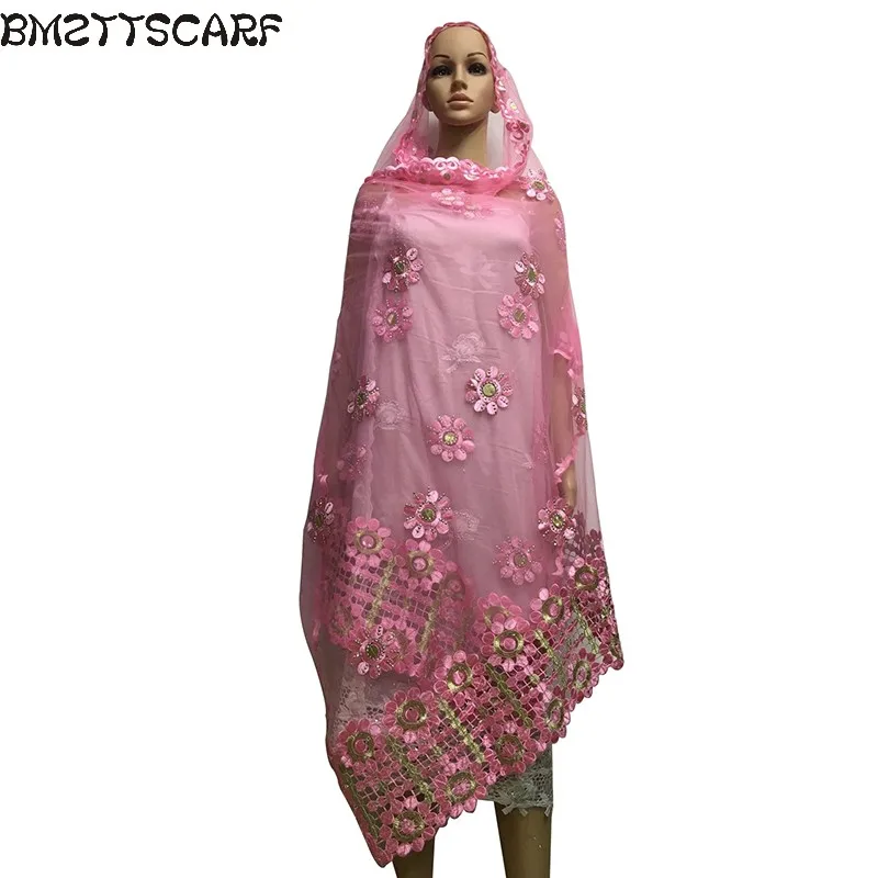 2019 африканские шарфы мусульманский шарф сетка кружево хлопок вышивка большой