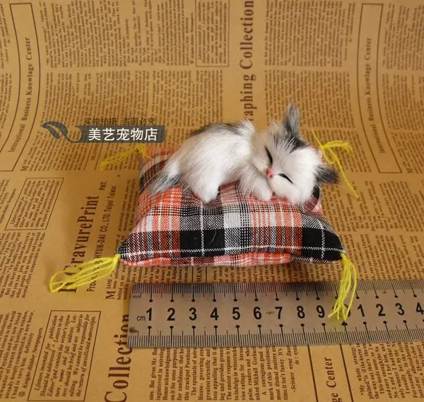 

simulation mini sleeping cat lifelike small gray cat model doll about 9x4x4cm