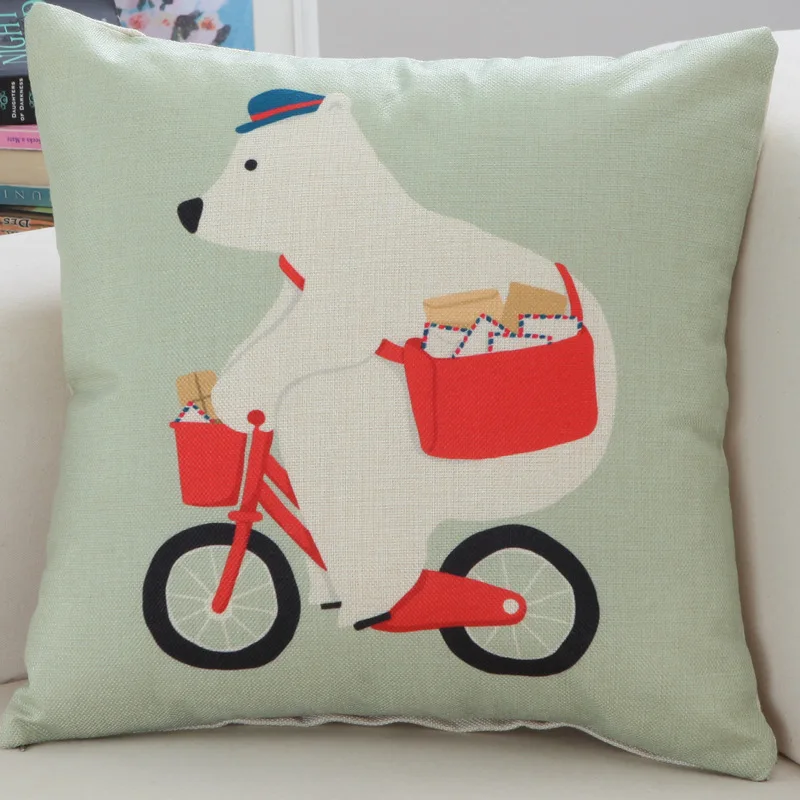 Чехол для офисного стула Модный квадратный чехол из хлопка и льна с принтом