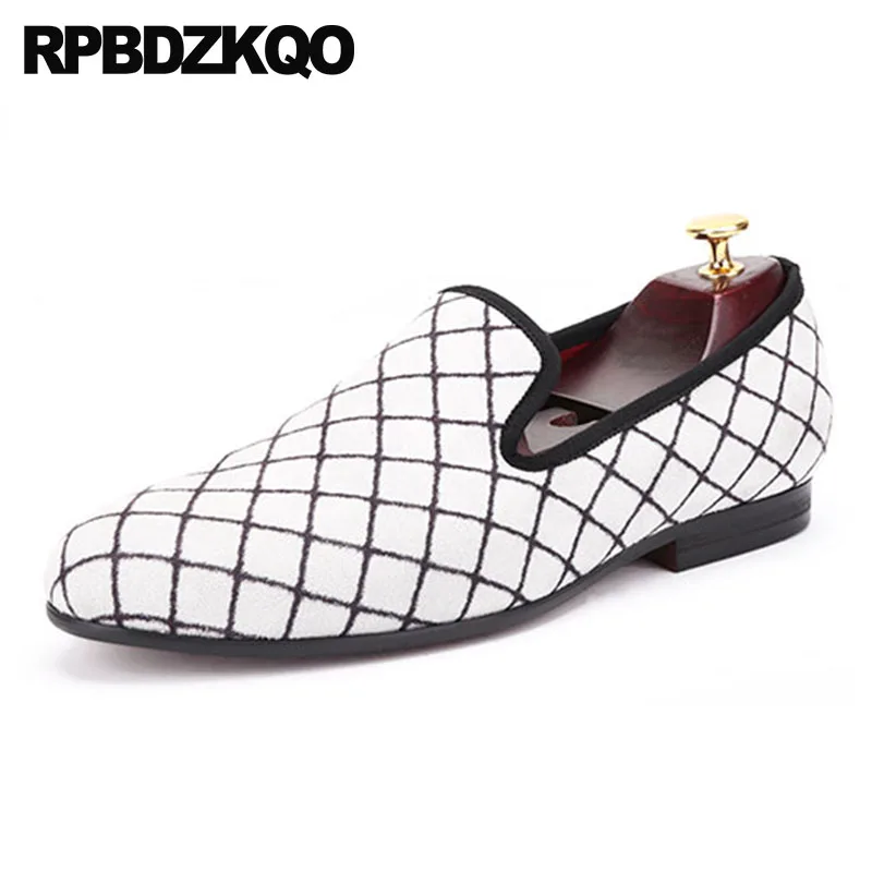 Новинка бархатная Повседневная обувь мужские фирменные лоферы в клетку