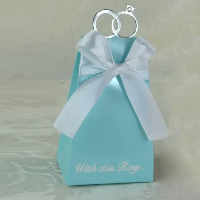 10 шт./компл. элегантный двойные кольца Свадебная вечеринка коробка конфет для