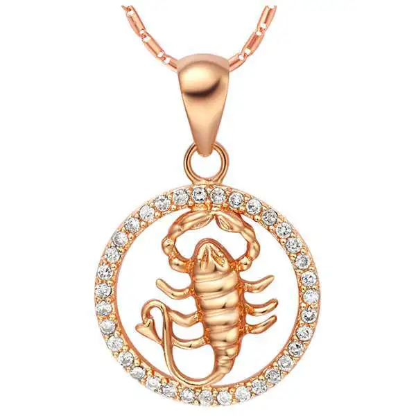 

Cancer Constellation Pendant Rose Gold Filled Womens Mens Pendant Chain Micro Paved