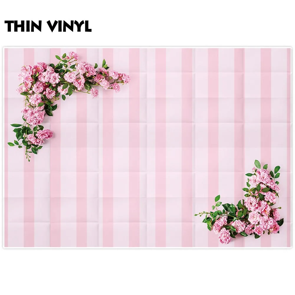 Фон для фотосъемки свадебной вечеринки с цветами и розовыми полосками |