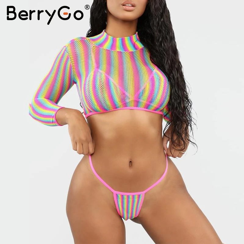 Женский купальник BerryGo бикини с длинным рукавом 3 шт. летняя пляжная