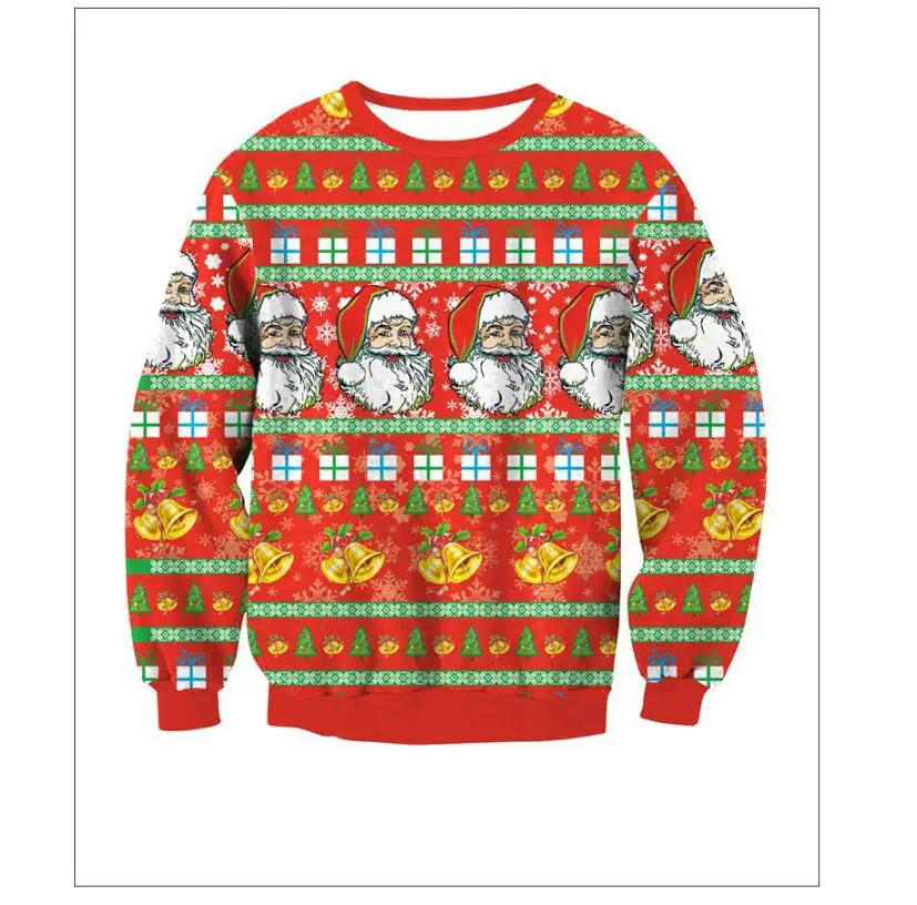 2017 Теплые Красные свитера модный свитер с рисунком Санта-Клауса рождественской