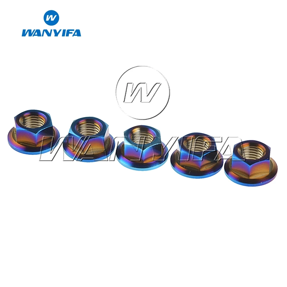 Титановый "Wanyifa" M10 x 1,25 1,5 звездочки гайки с фланцем для Honda/Suzuki/Yamaha 5 шт./лот - Цвет: Синий