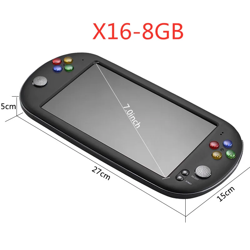 X16 8GB X16 игровая консоль 7 дюймов портативная игровая консоль портативный MP4 геймпад, встроенный в 999 игр для FC/GB/GBC/GBA/CPS, игровой формат - Цвет: X16 8GB